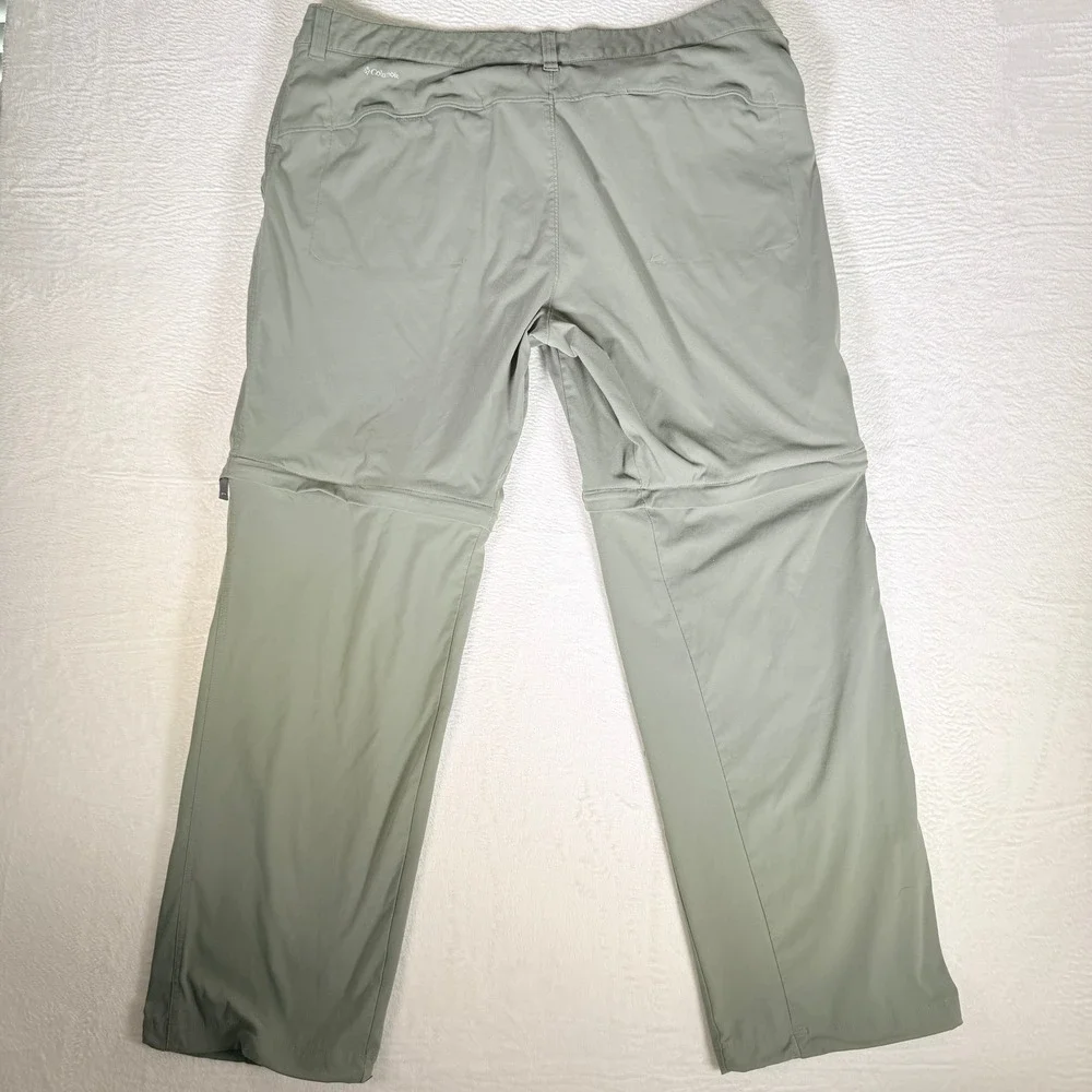 Columbia Mens Convertible Hiking Pants Zip Off Legs Khaki Size 22W Regular Green